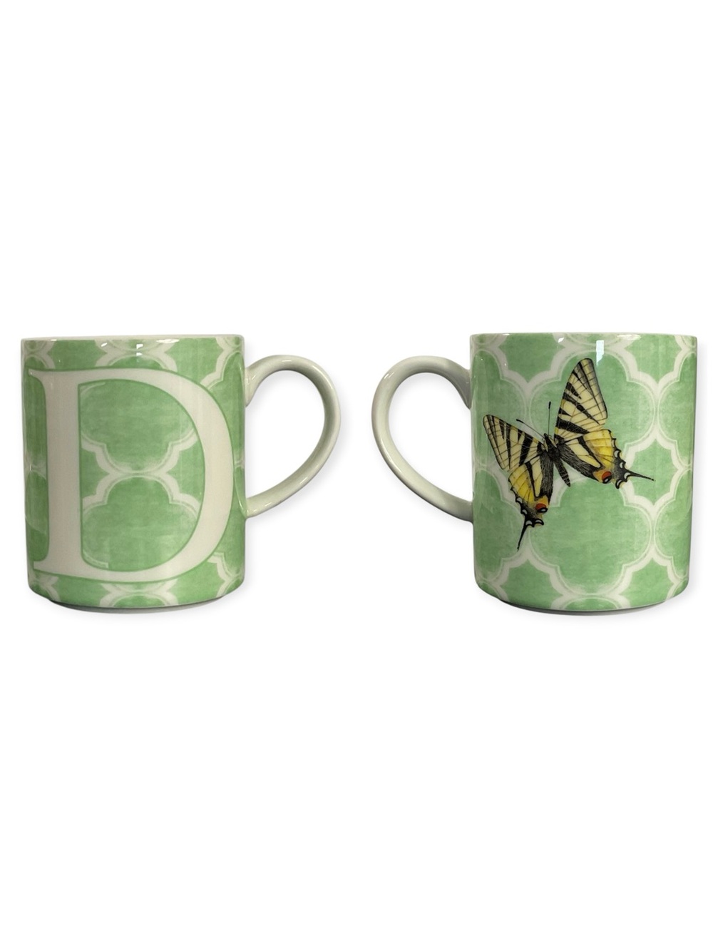 Lenox Butterfly Meadow Monogram D Mug Green Butterfly Bee Porcelain 10 oz